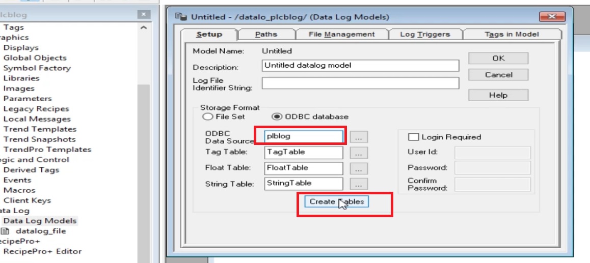 press create table button for creating table